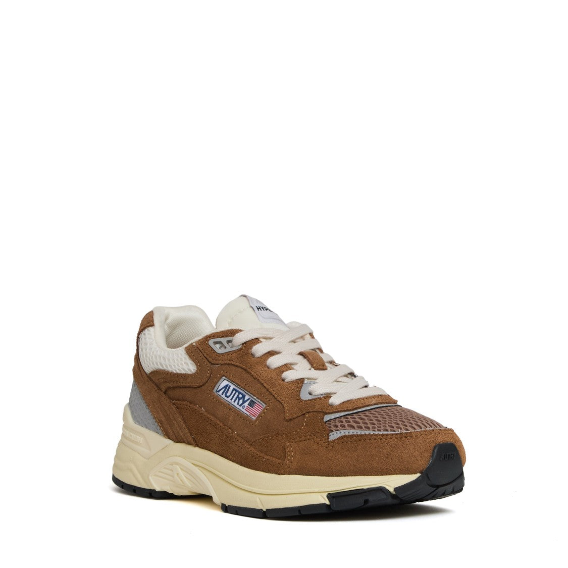 Autry Sneakers Hyperway In Mesh E Suede Cigar/Argento