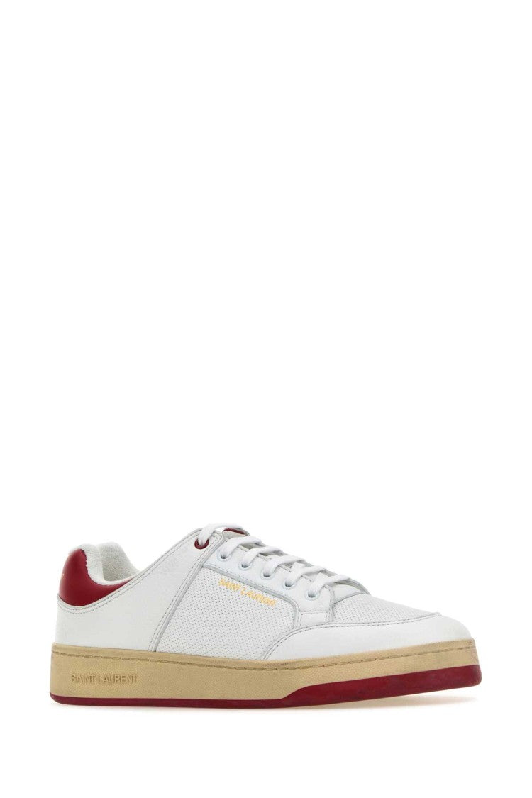 Saint Laurent White Sneakers With Textured Accents