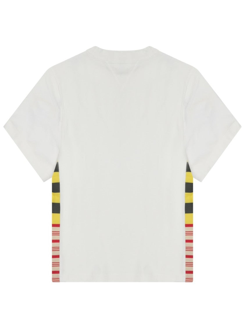 Bottega Veneta Boxy-Cut White Cotton T-Shirt With Multicolored Striped Panels