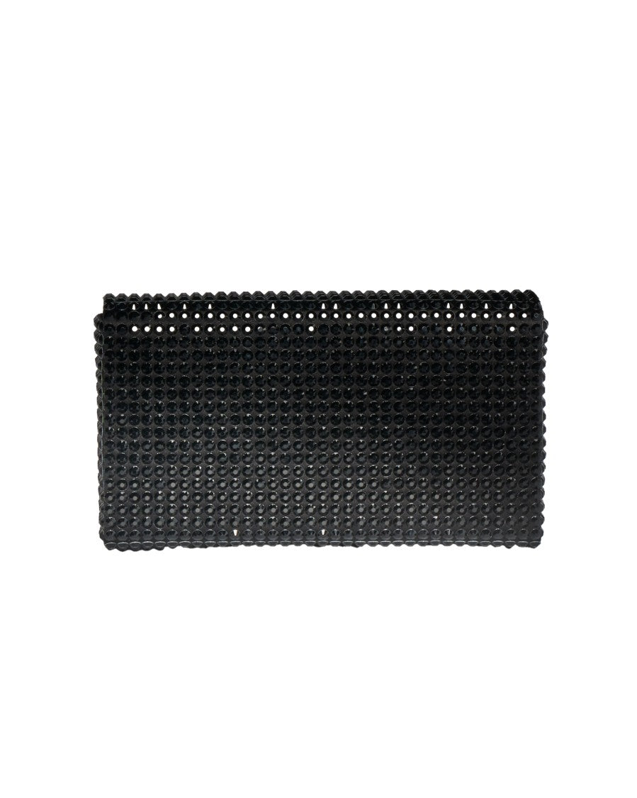 Amina Muaddi Crystal-Embellished Clutch With Detachable Metal Chain