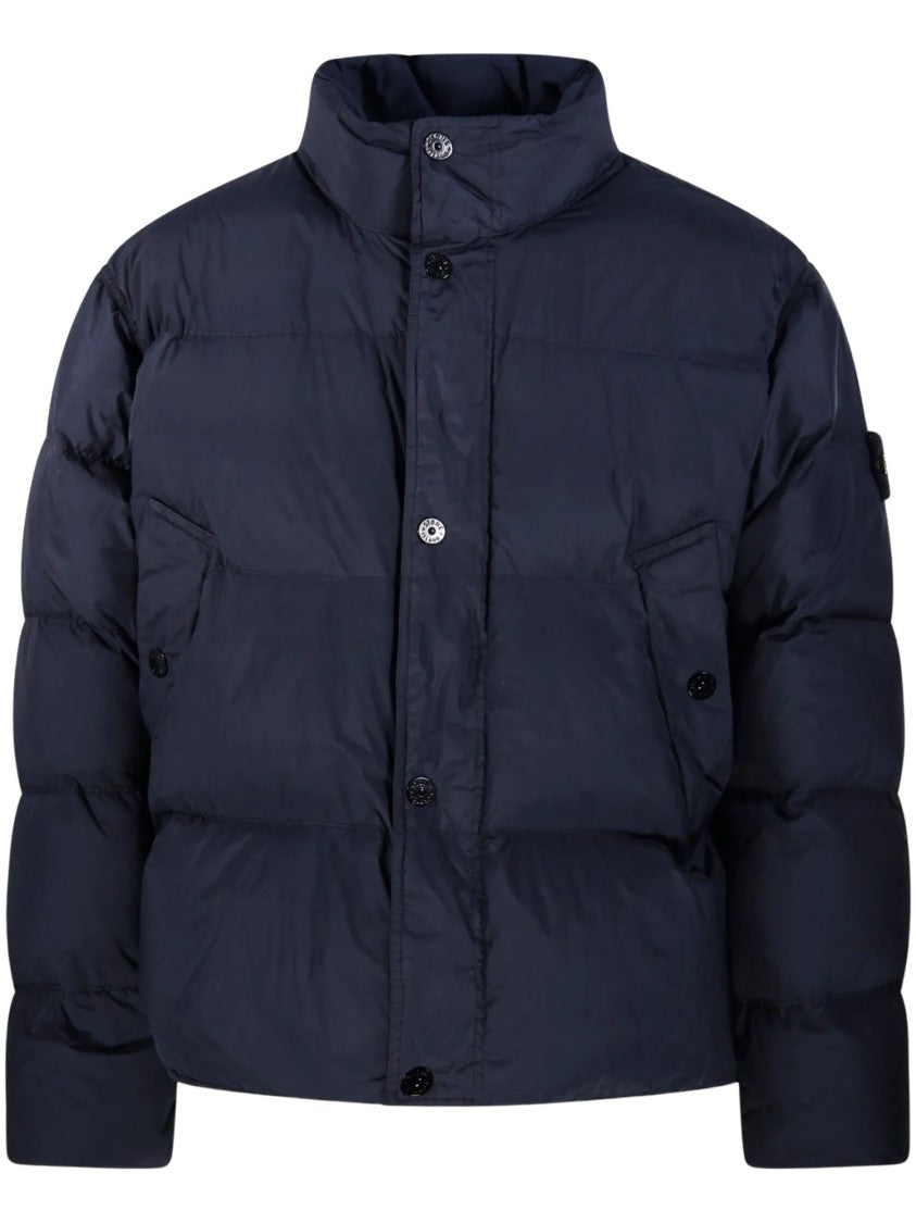 Stone Island Cropped High-Collar Quilted Puffer Bomber Jacket