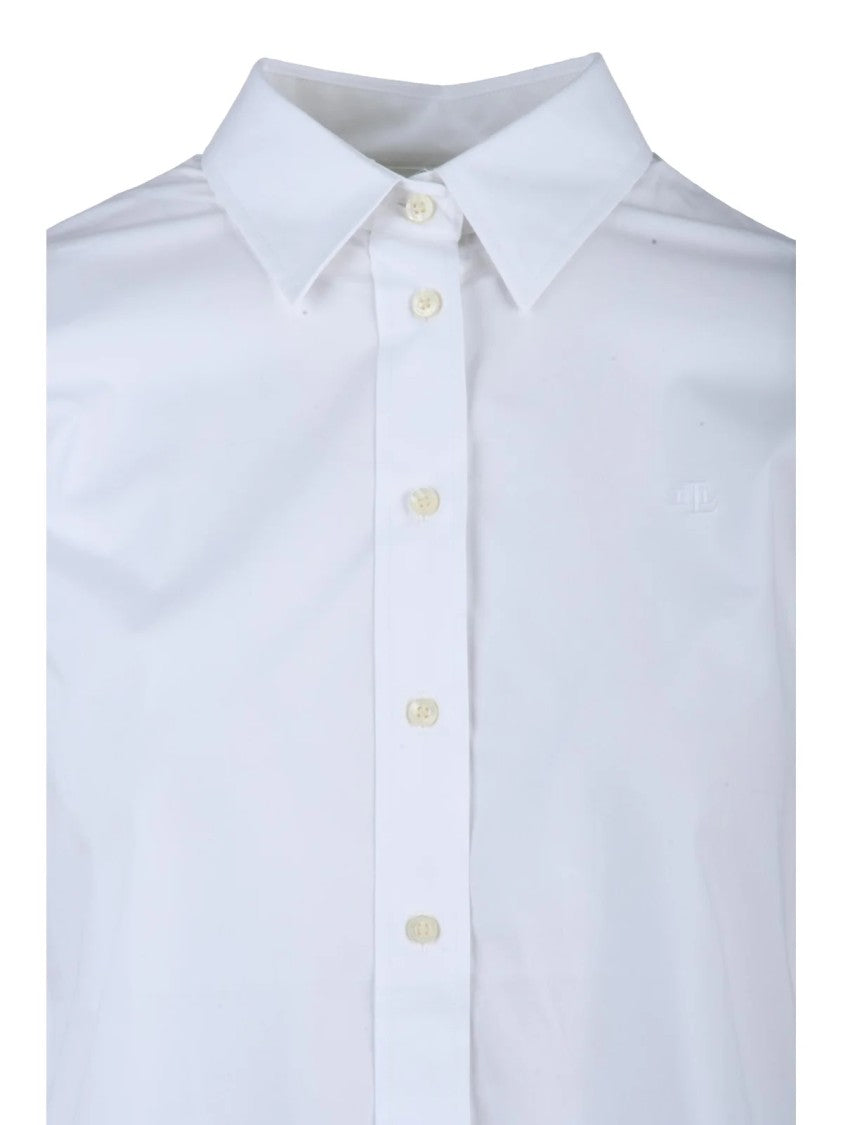 Lauren Ralph Lauren Tailored White Cotton Stretch Shirt With Pointed Collar