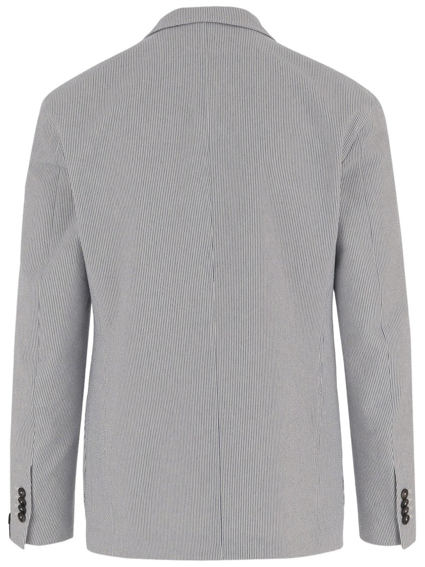 Tagliatore Single-Breasted Striped Jacket In Cotton Blend