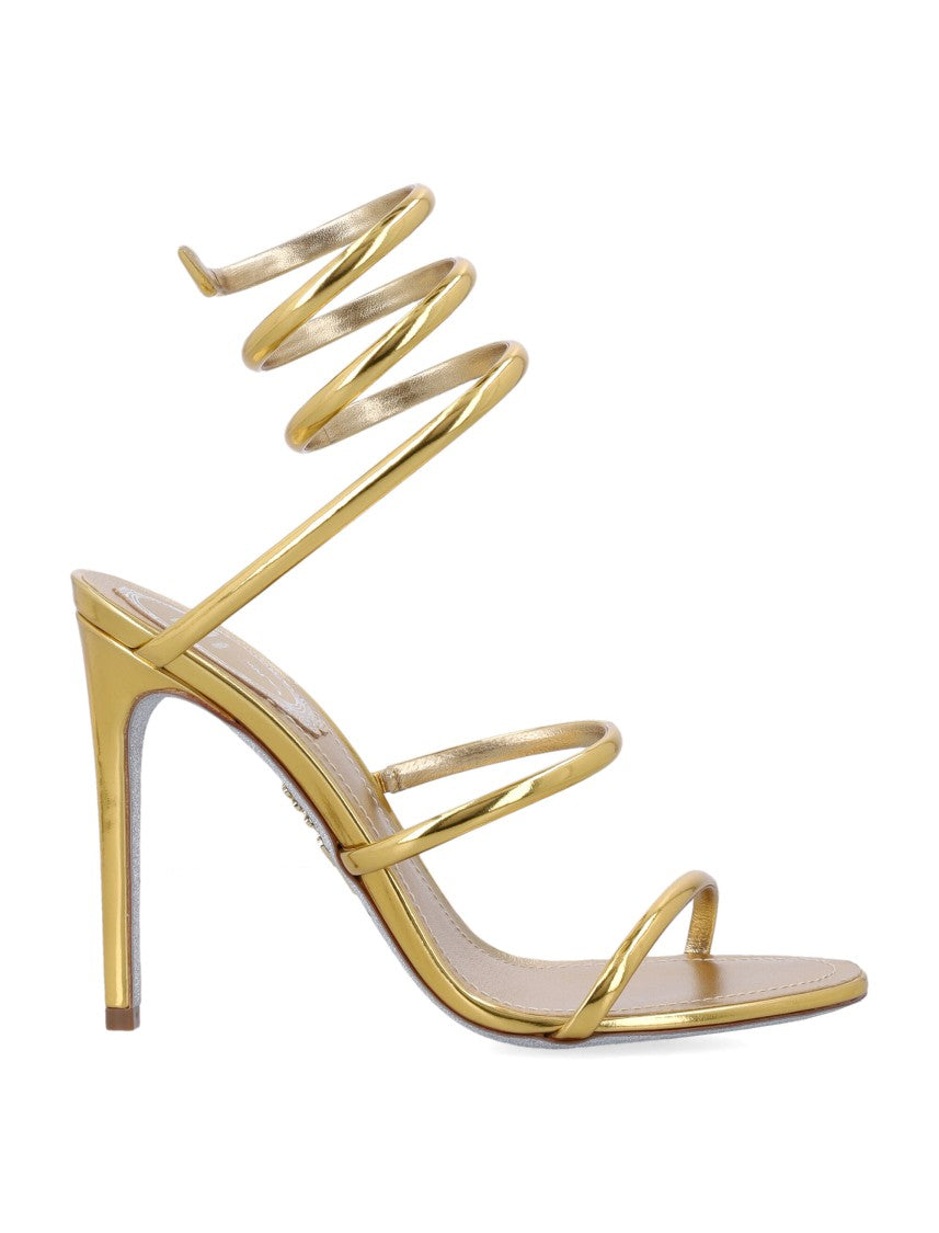 René Caovilla Cleo Sandals In Metallic Gold