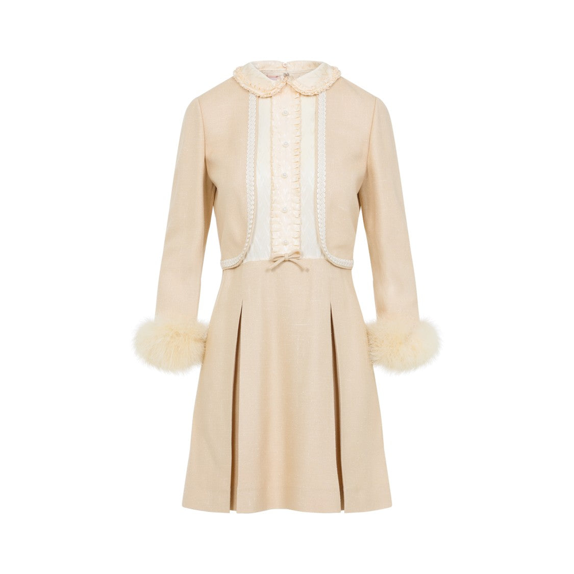 Valentino Feathers Light Pink Viscose Mini Dress