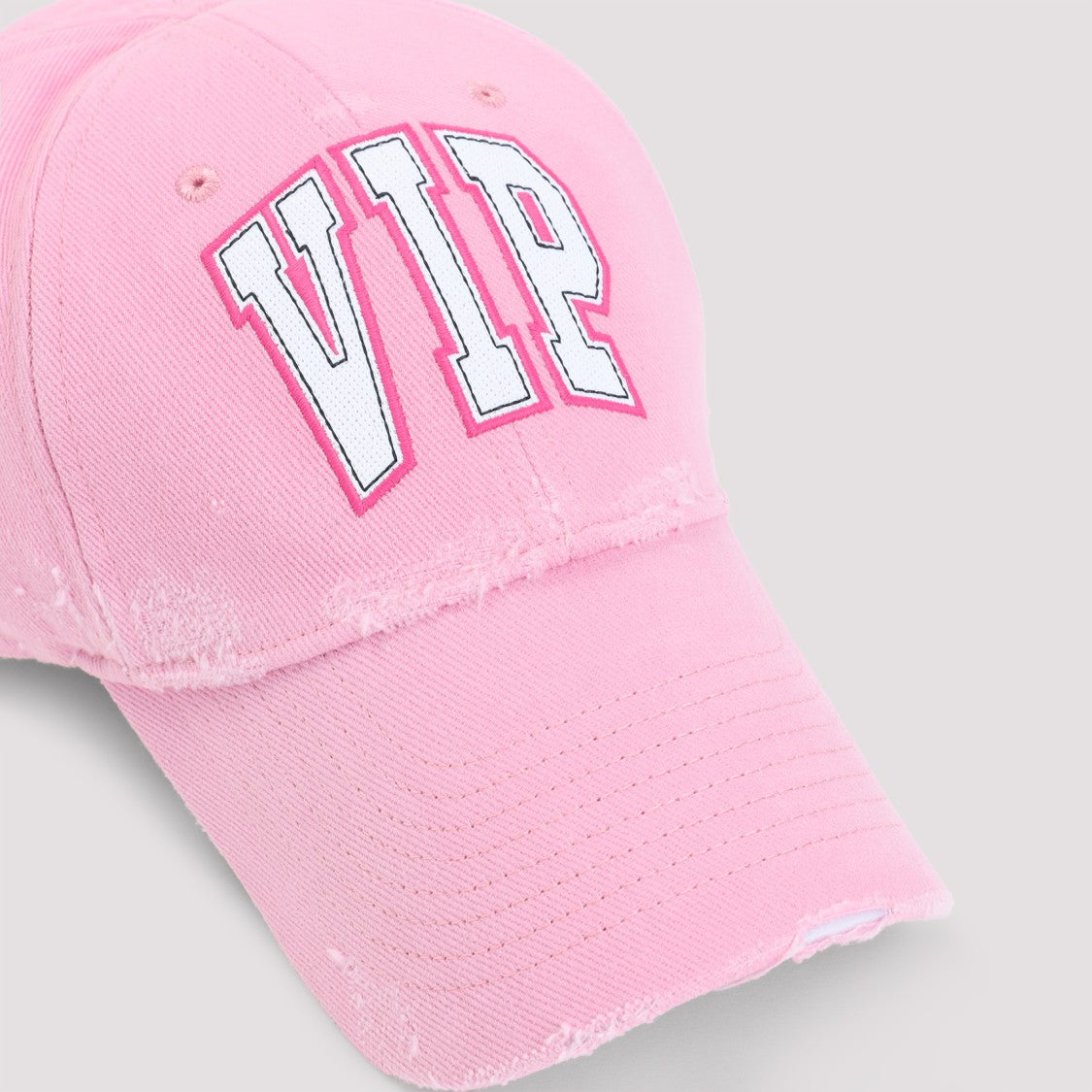 Balenciaga Distressed Cotton Cap With Bold 'Vip' Lettering