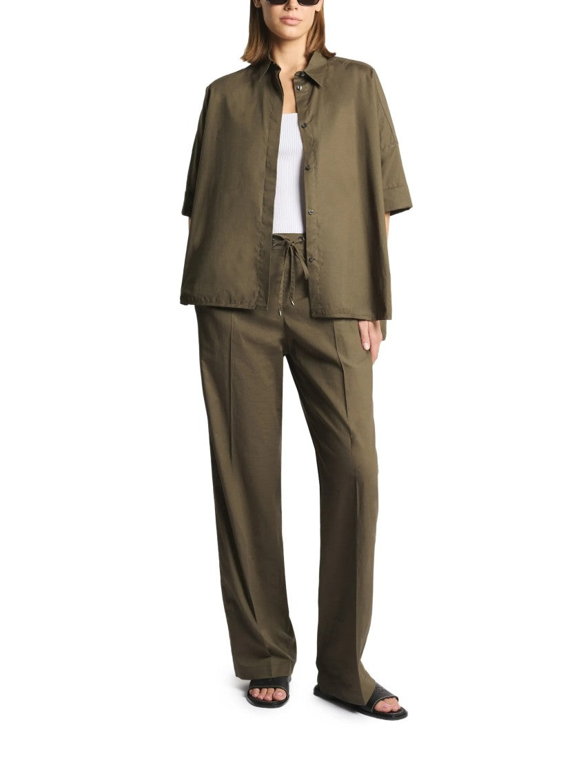 Fay Wide-Leg Drawstring Seam Detailing Pants