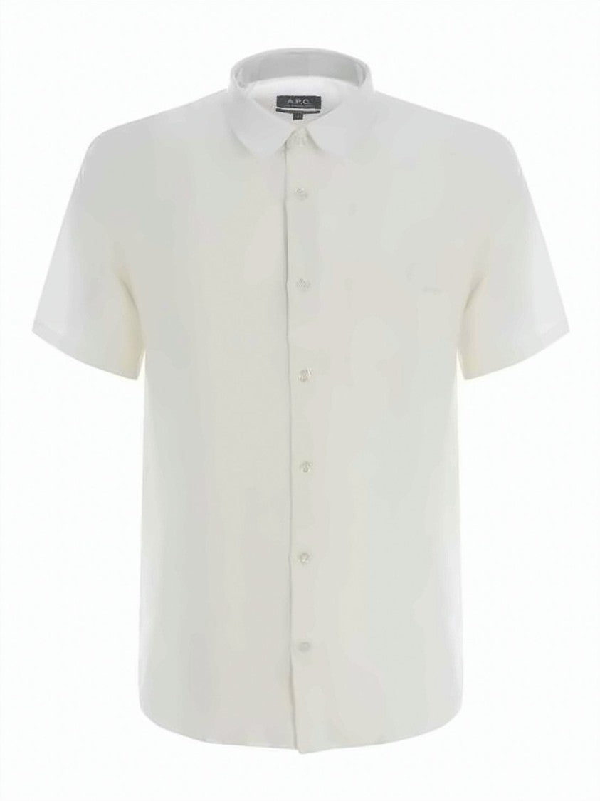 A.P.C. Short-Sleeved Linen Shirt With Button-Down Front And Chest Pocket