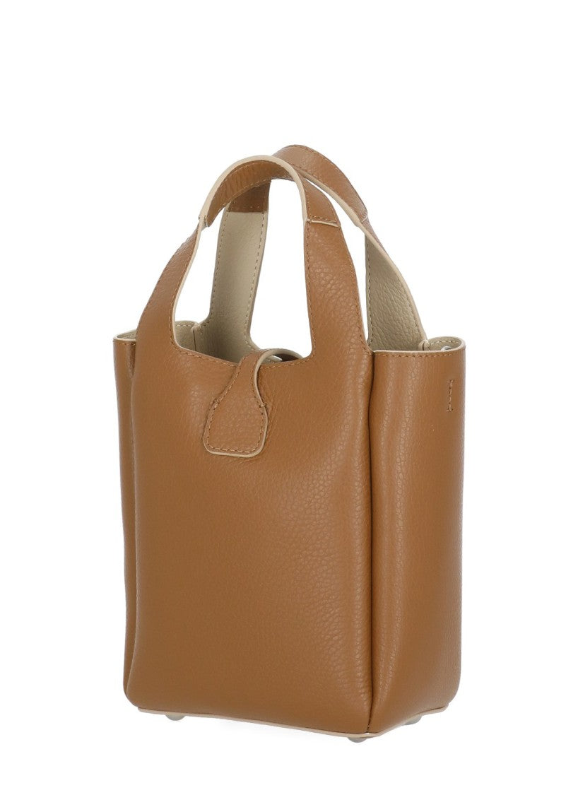 Hogan Textured Light Brown Handbag With Versatile Carry Options