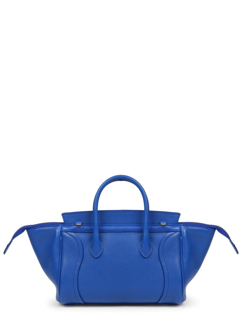 Celine Small Structured Handbag With Winged Silhouette And Gold Accents