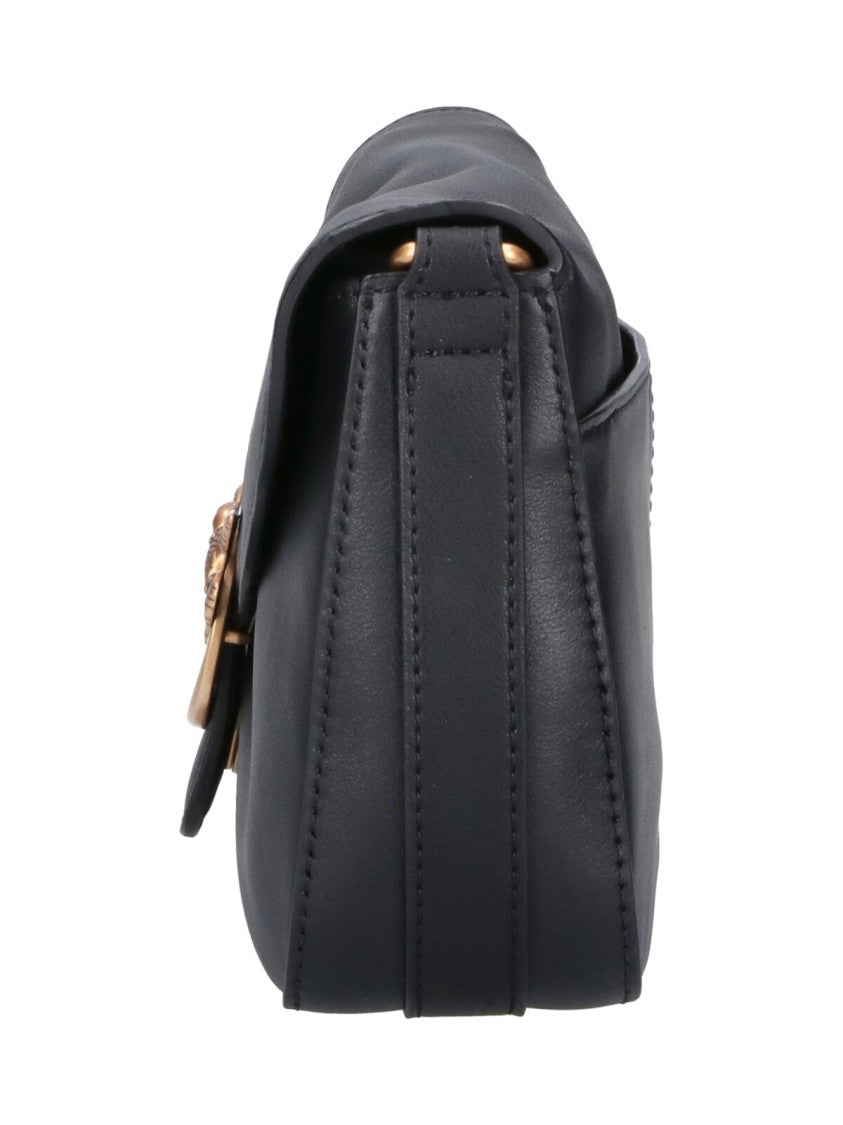 Pinko Black Mini Love Birds Leather Shoulder Bag