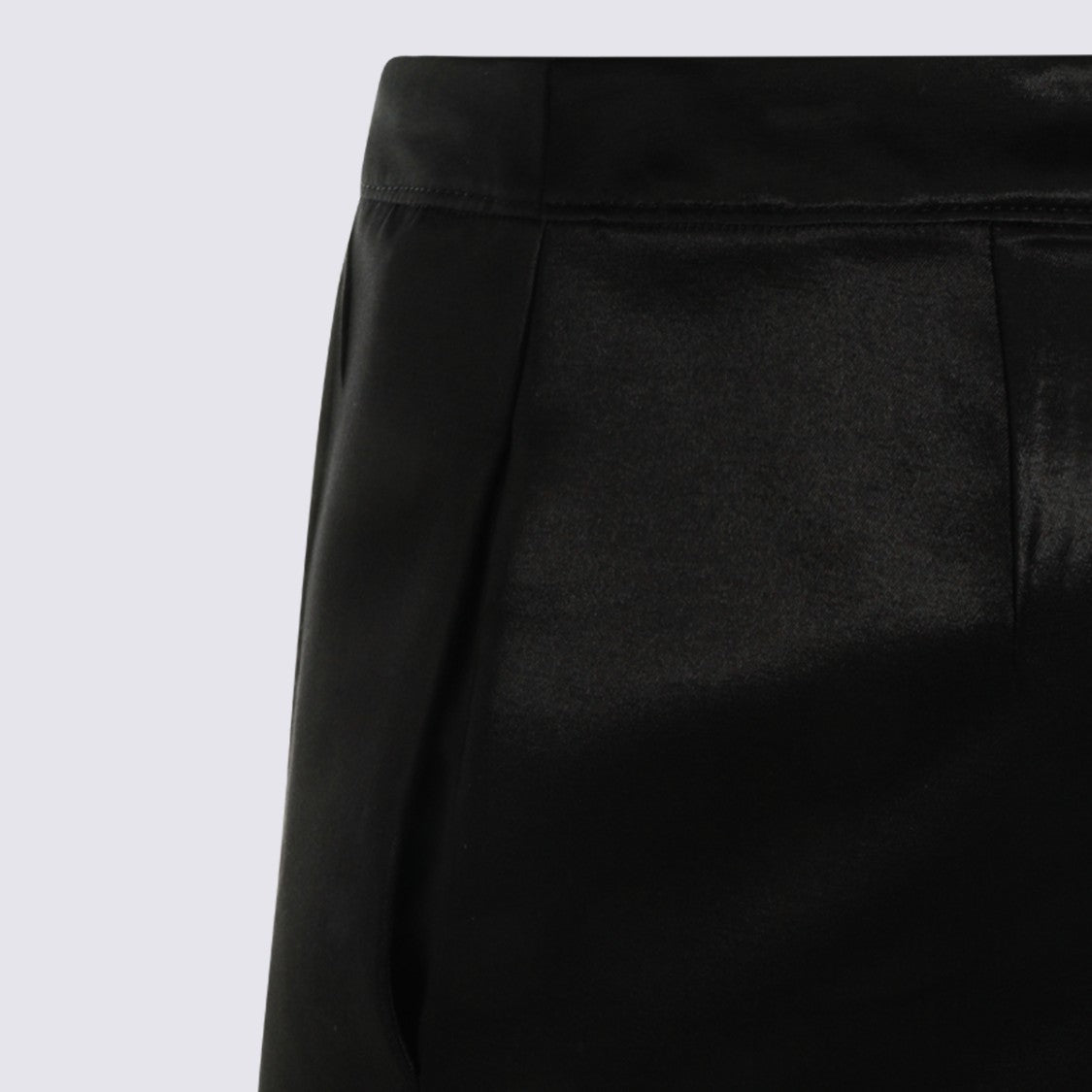 Saint Laurent Sleek Black Midi Skirt With Pleated Waistband And Signature Charm