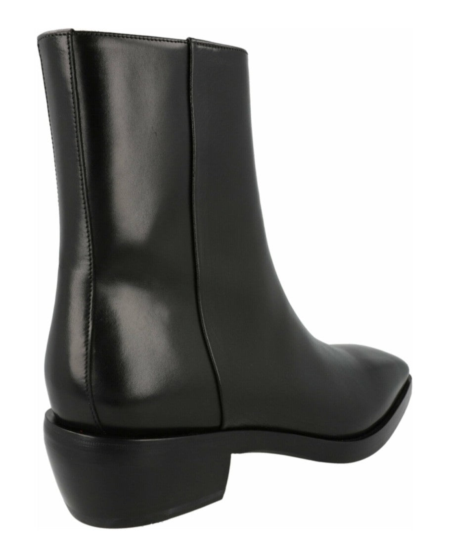 Ferragamo Fuerte Leather Ankle Boots With Silver-Tone Zipper