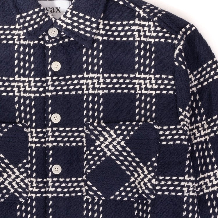 Wax London Navy Check Design Button-Up Shirt