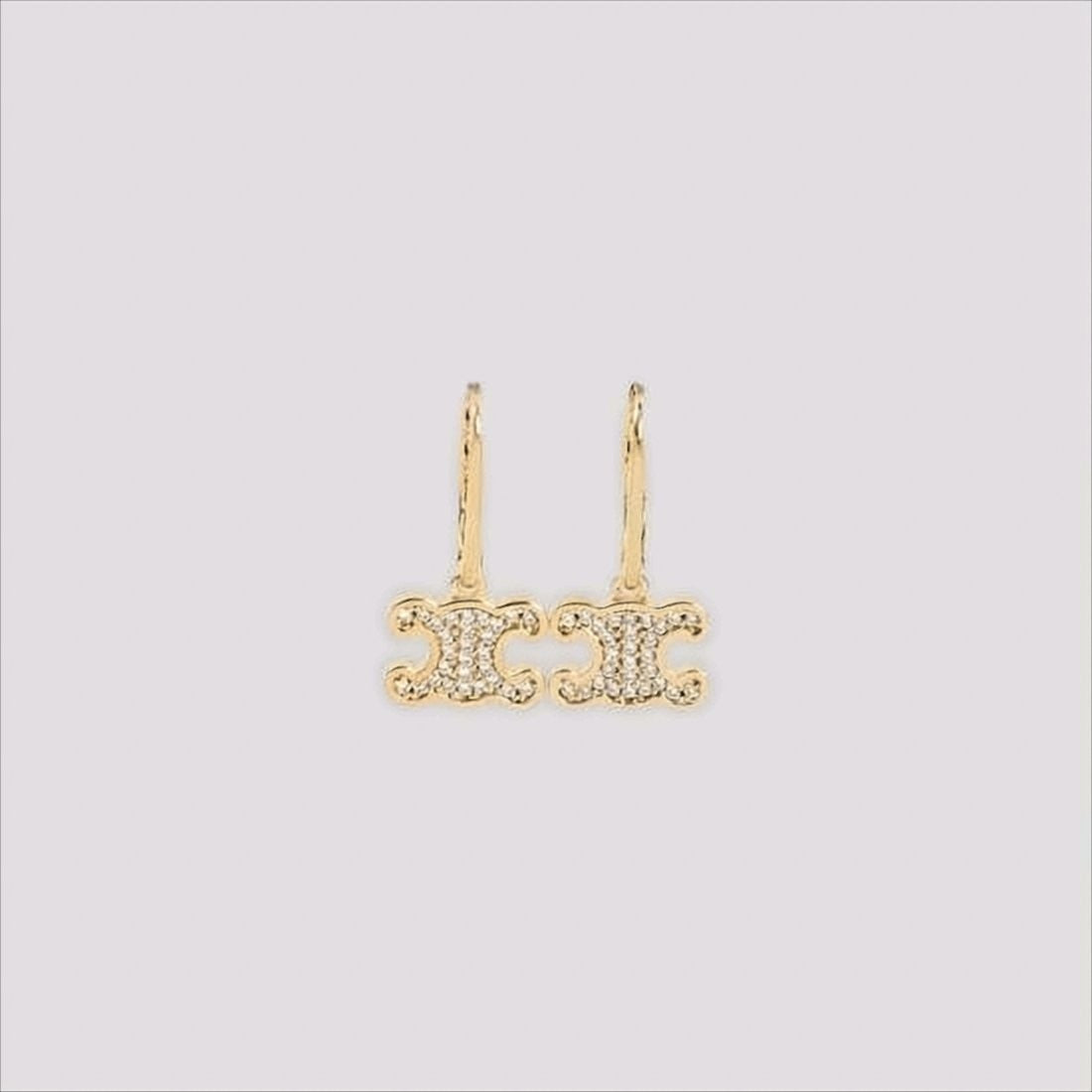 Celine Gilded Brass Drop Earrings With Double-C Charm