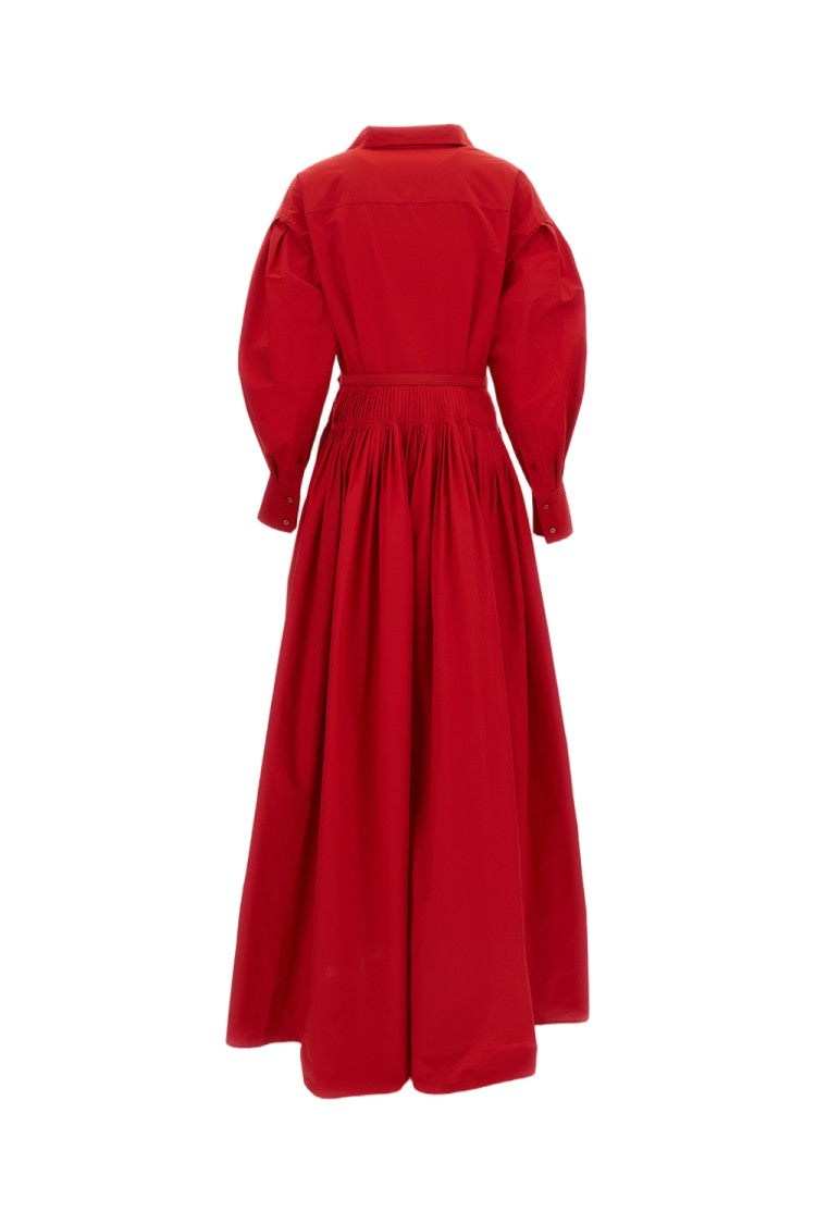 Ralph Lauren Collection Red Daley Long Sleeve Technical Poplin Gown