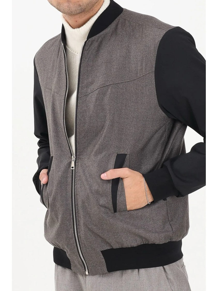 Yes London Two-Tone Short Jacket With Zip Closure And Angled Pockets