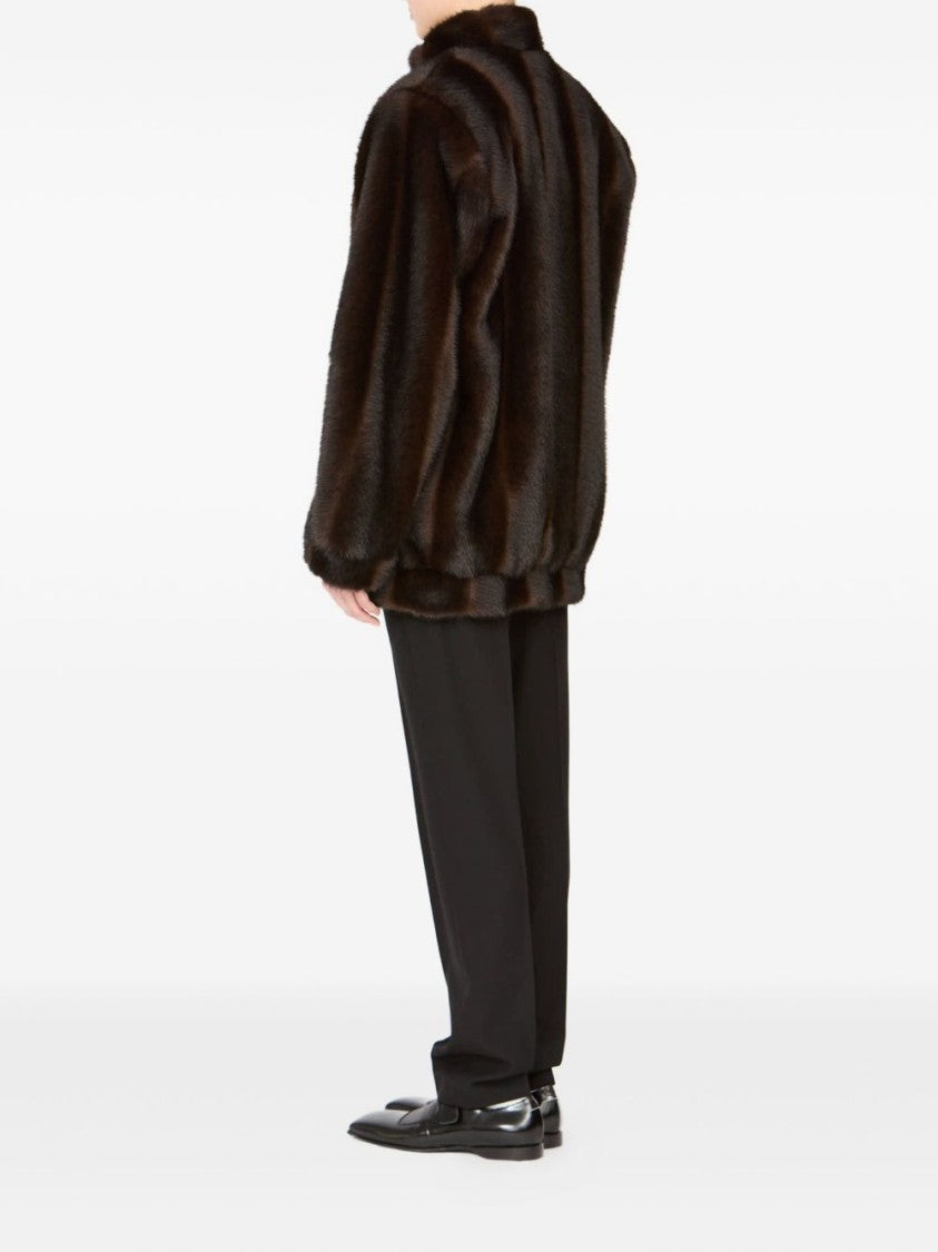 Mm6 By Maison Margiela Plush Dark Brown Oversized Jacket
