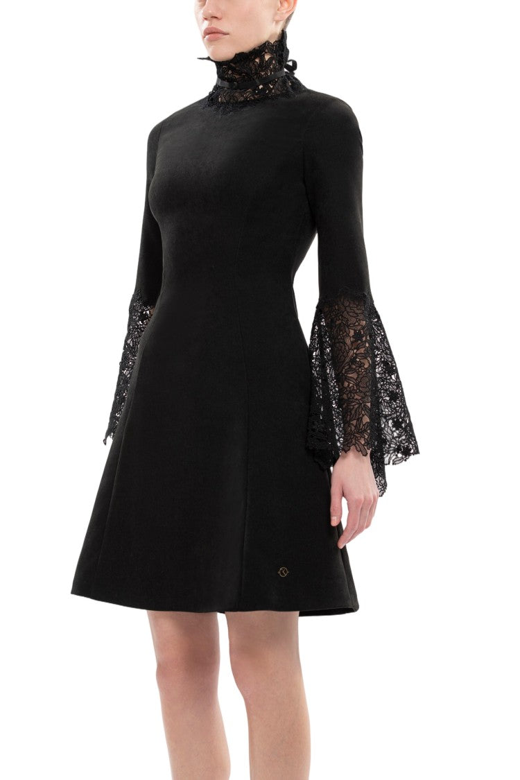 Saiid Kobeisy High Neck Short Lace Dress