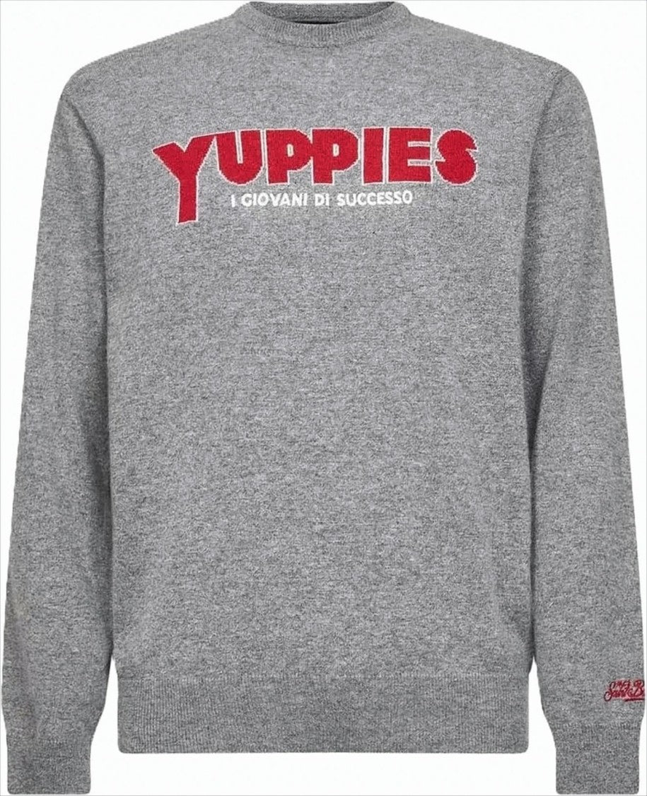 Mc2 Saint Barth Grey Sweatshirt With Bold Graphic Accents