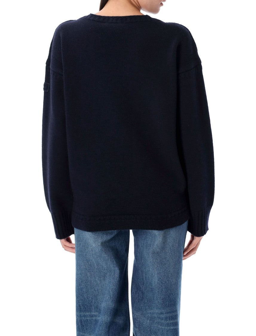 Chloé Boat Neck Relaxed Ribbed Sweater
