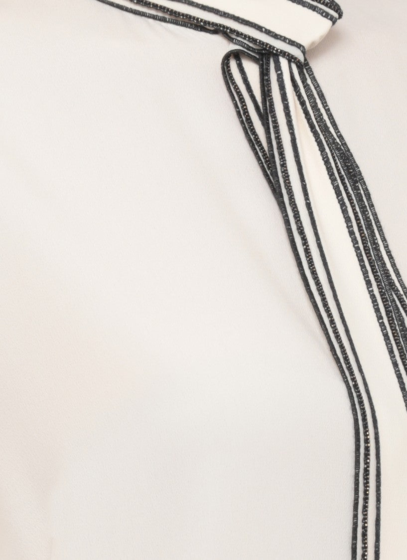 Fabiana Filippi Ivory Silk-Blend Collar Embroidered Shirt