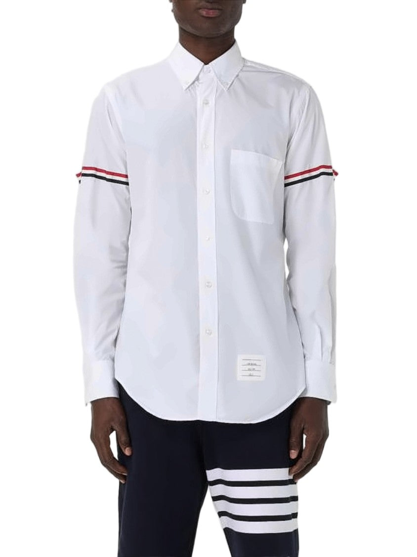 Thom Browne Long-Sleeve White Shirt With Striped Accents