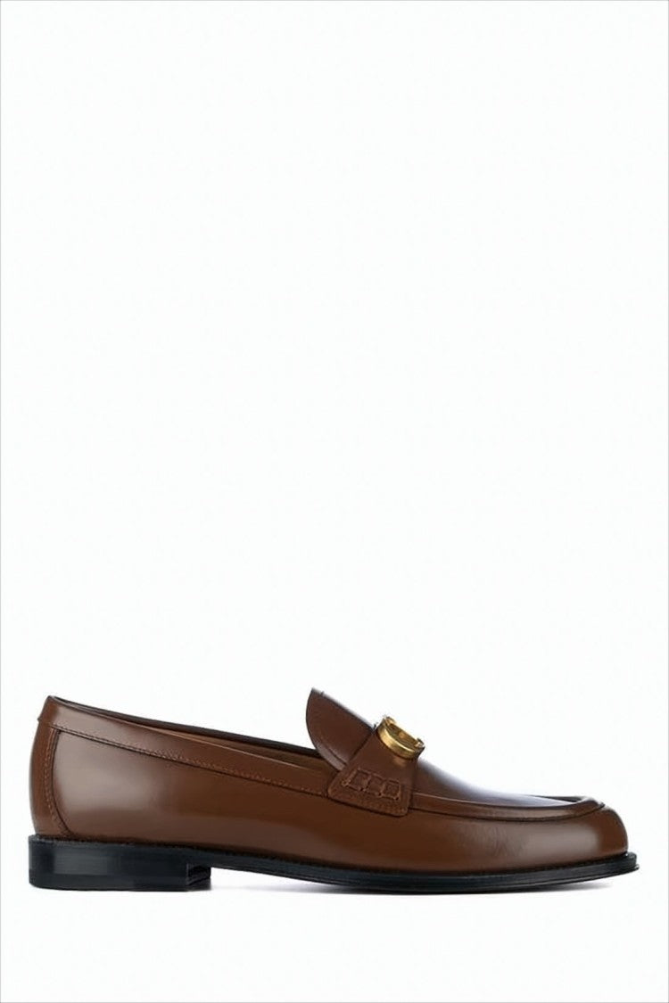 Christian Dior Calf Leather Loafers With Gold-Tone Embellishment