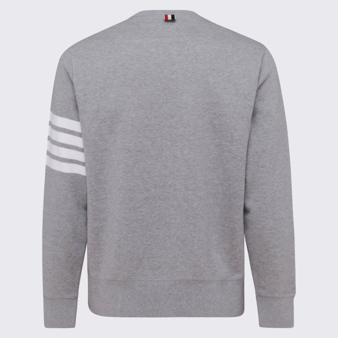 Thom Browne Heather Grey Crew Neck Sweatshirt With Signature Stripes