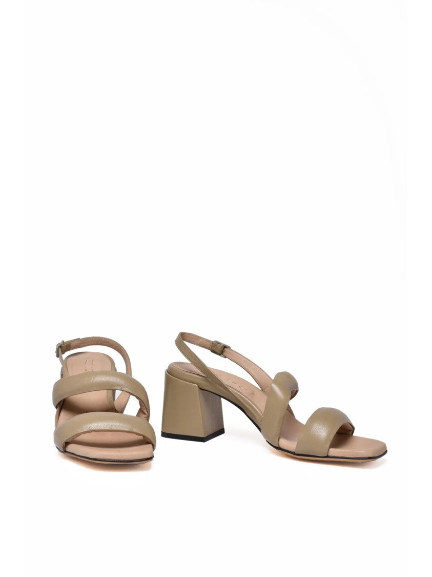 Pomme D'or Sage Green Block Heel Adjustable Leather Heels