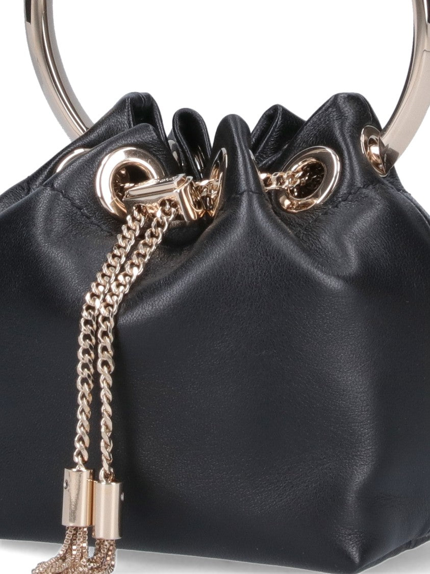 Jimmy Choo Gathered Leather Handbag With Gold-Tone Chain Tassels