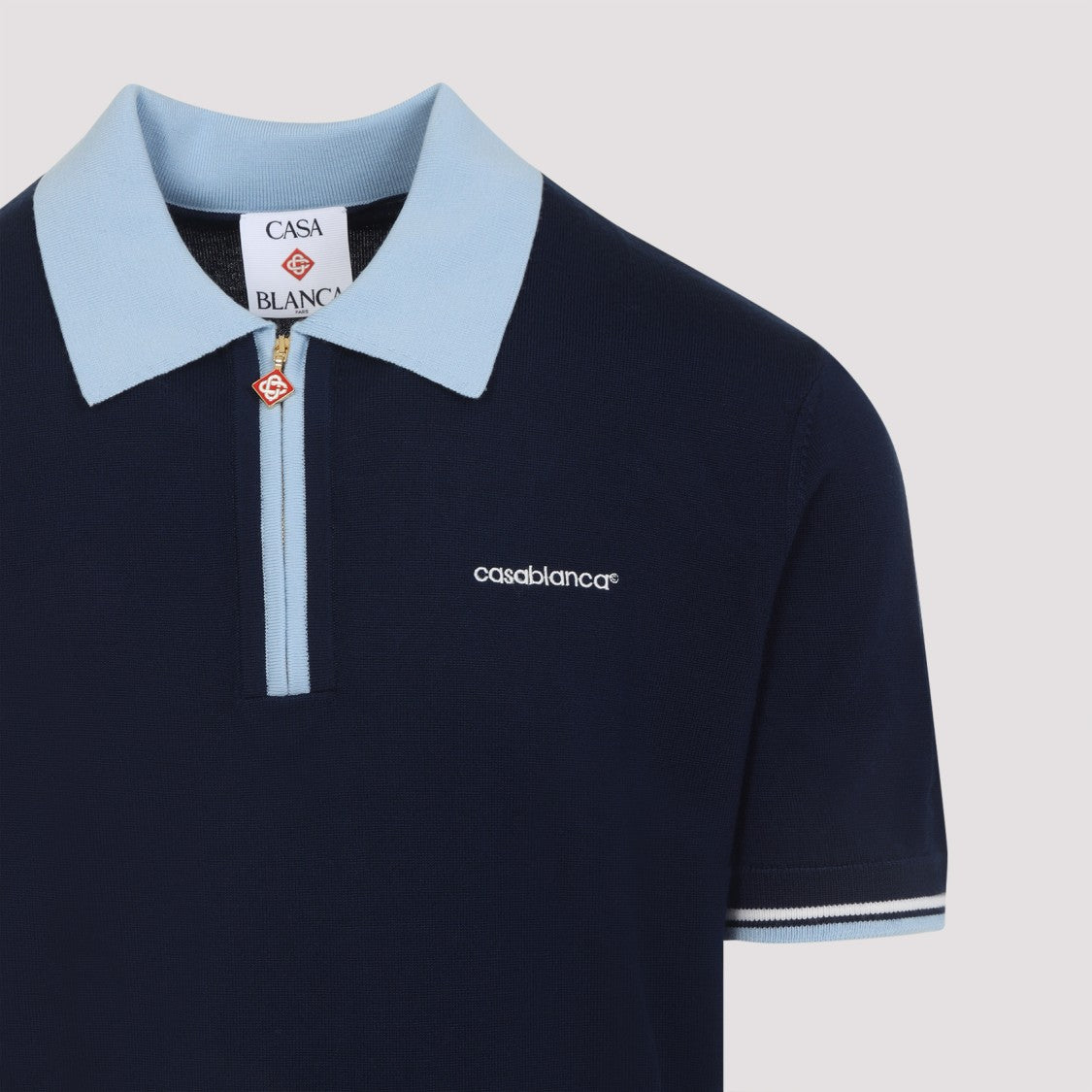 Casablanca Tennis Blue Merino Polo