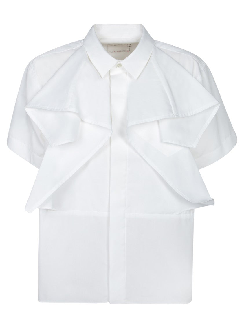 Sacai Short Sleeve Overlay Front Shirt With Classic Collar