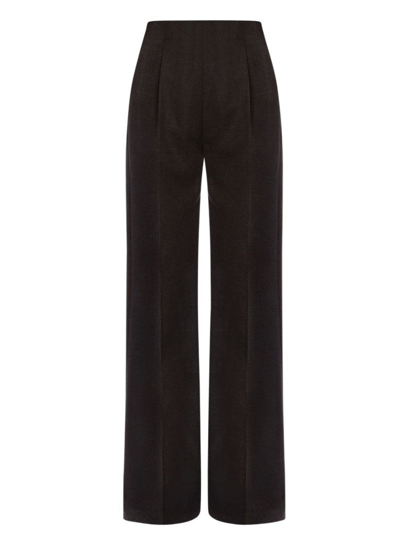 Alberta Ferretti Pleated High-Waisted Trousers In Grey Virgin Wool