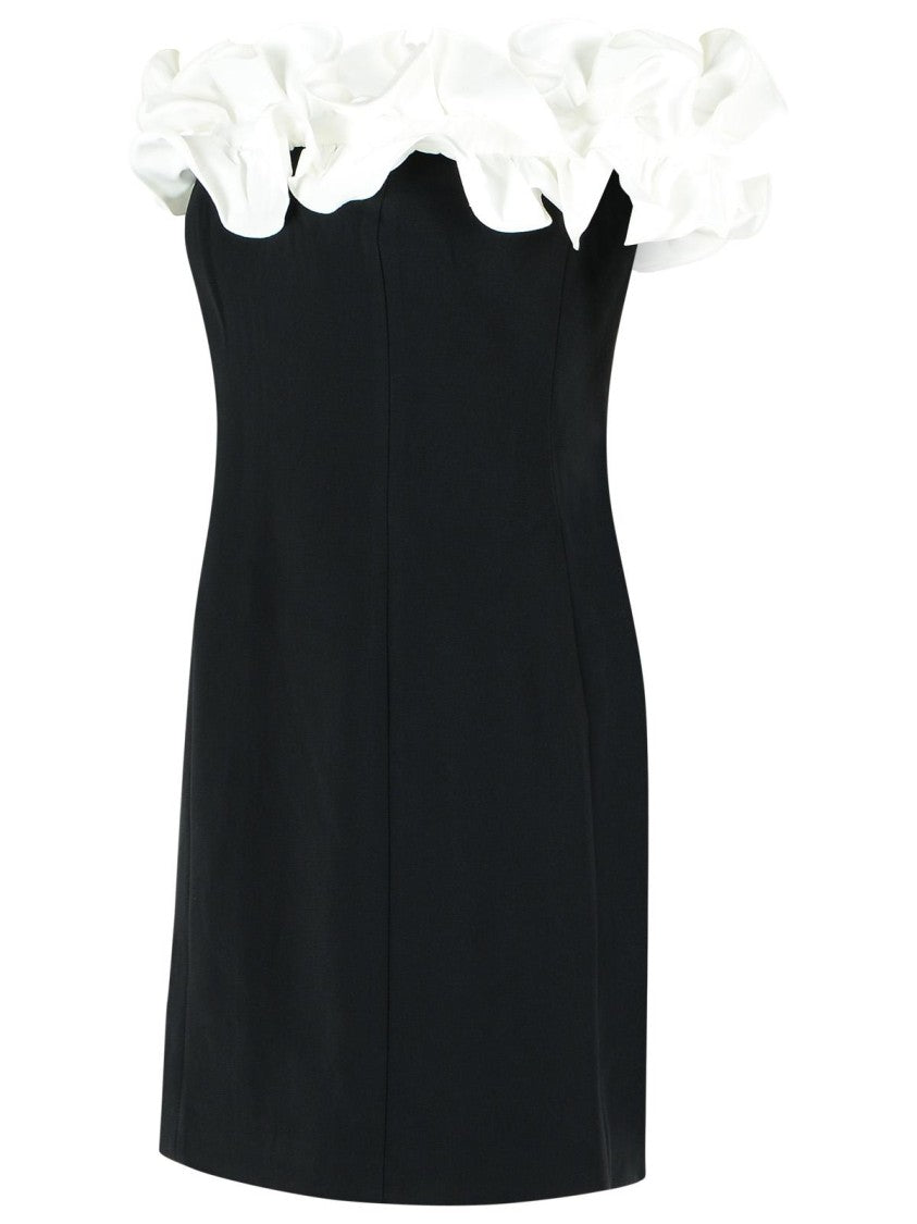 Rotate Mini Dress With Ruffles In Black And White Polyester