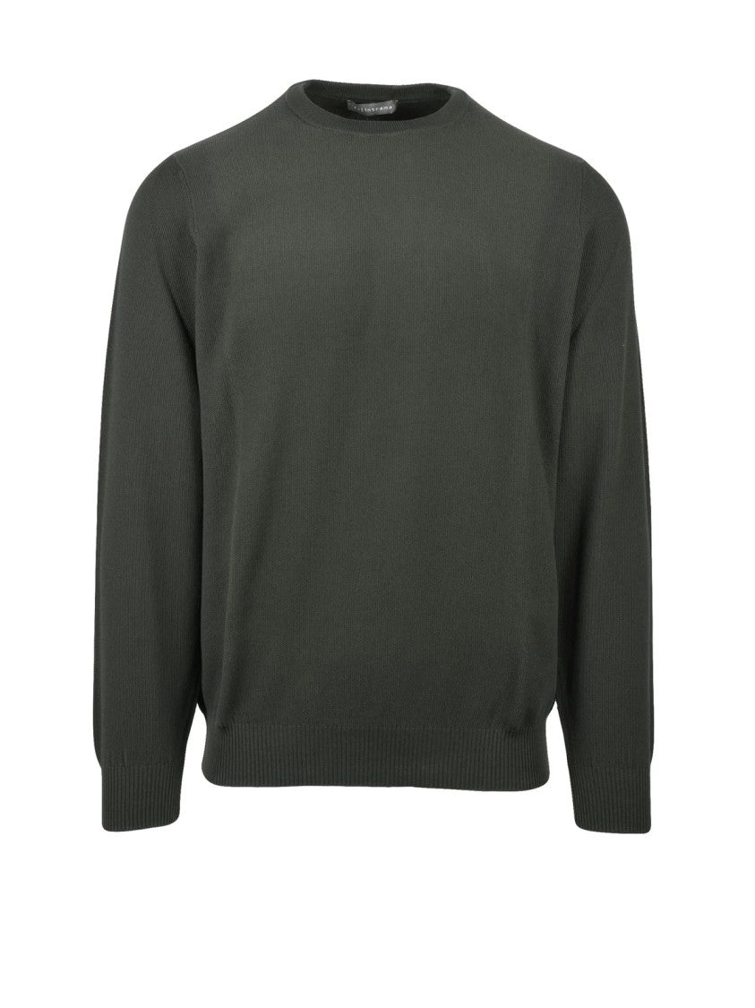 Filintrama Military Green Crewneck Cotton Sweater
