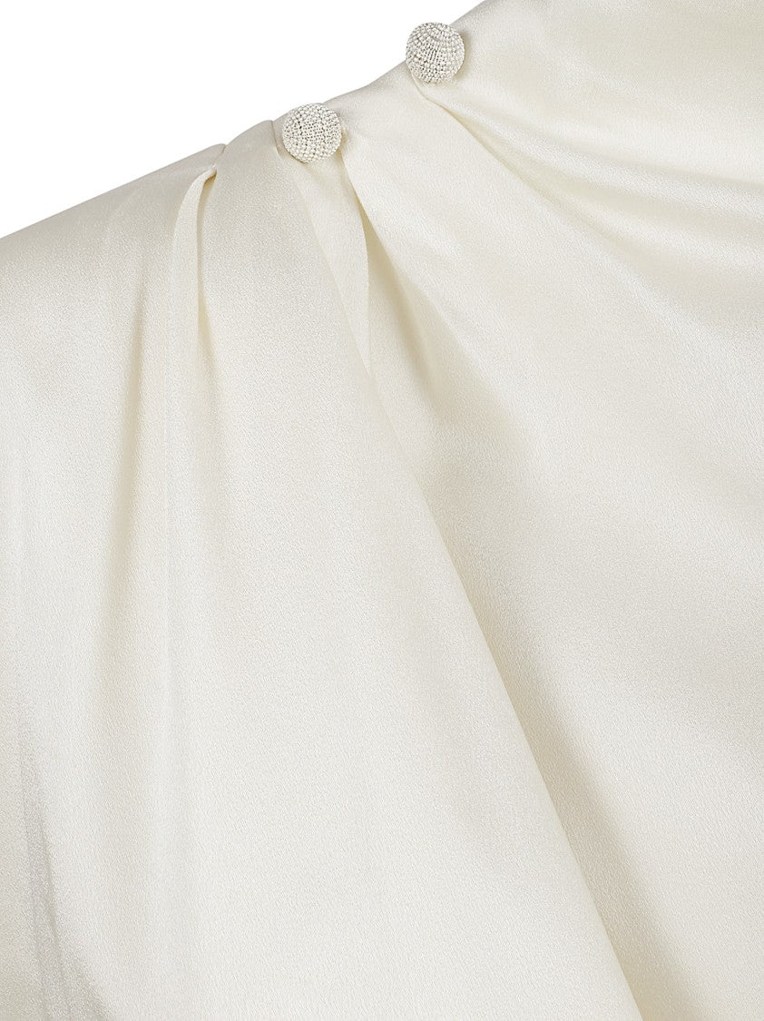 Fabiana Filippi Draped Satin Midi Dress With Decorative Buttons