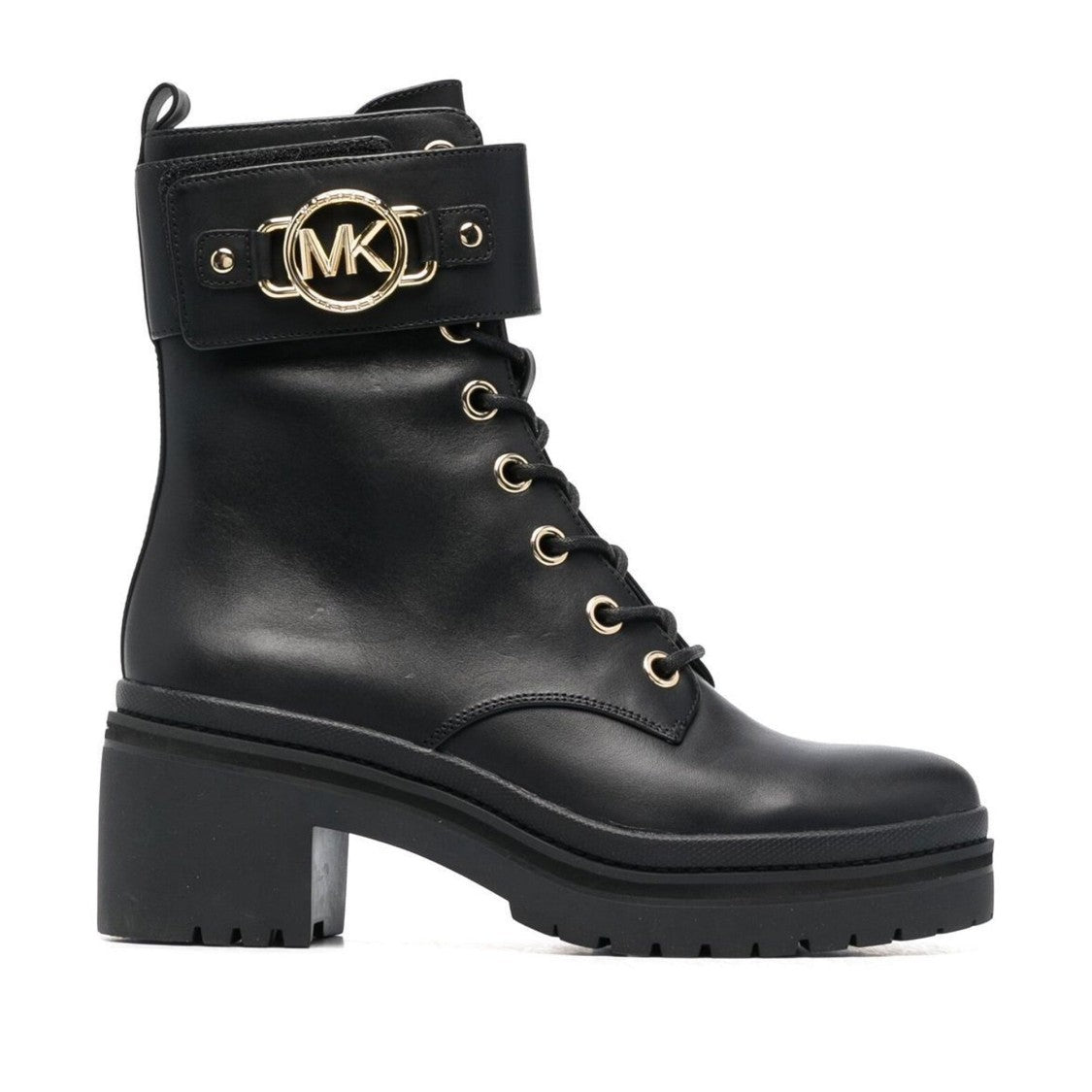 Michael Kors Black Rory Leather Lace-Up Logo Boots