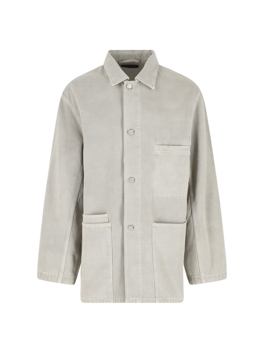 Lemaire Gray Cotton Twill Classic Collar Jacket
