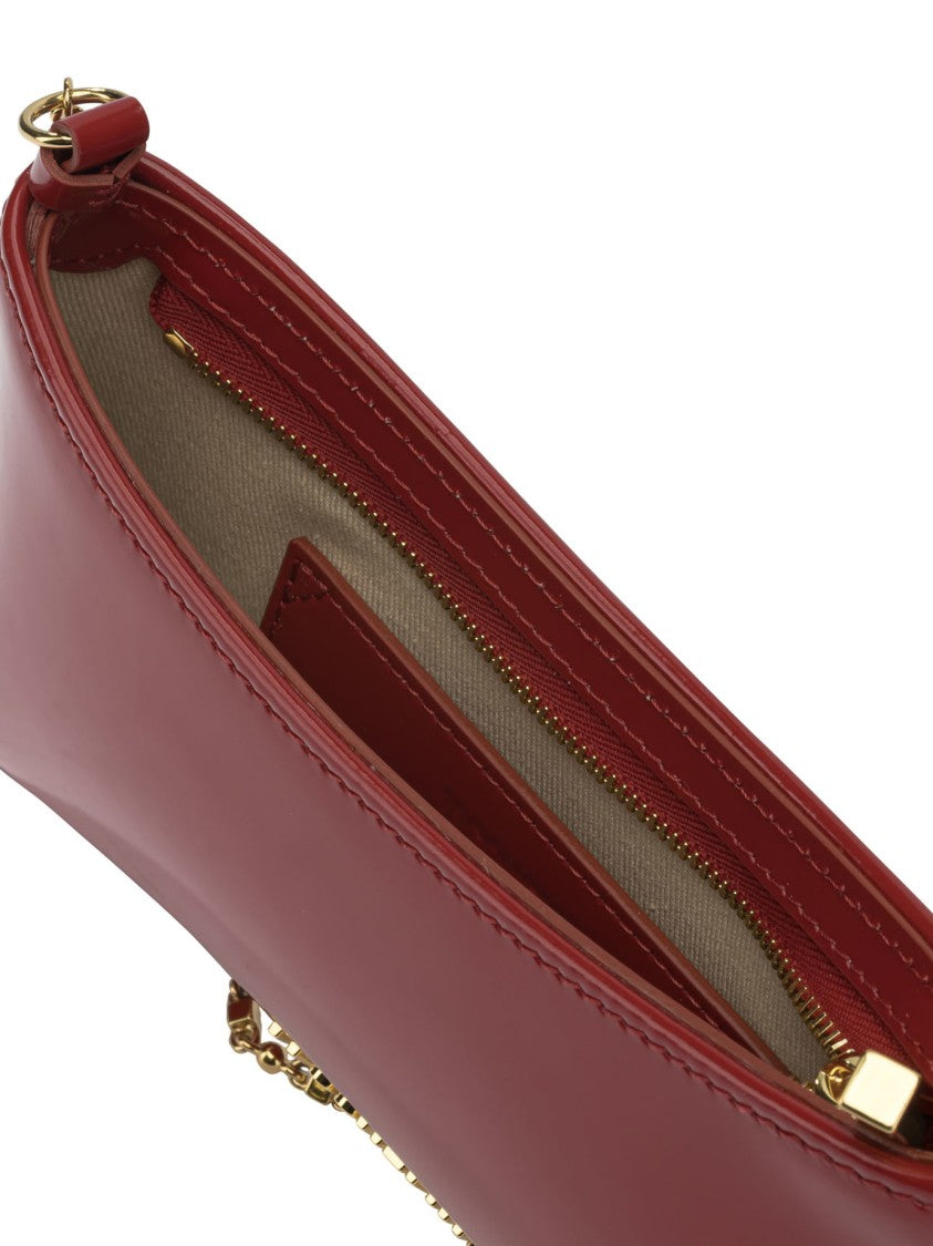 Jacquemus Leather Shoulder Bag With Gold Chain Strap