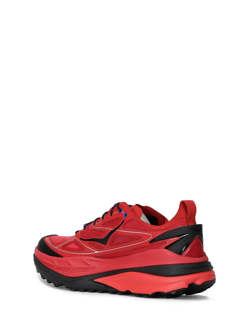 Hoka Streamlined Blue Sneakers With Smooth And Textured Surfaces