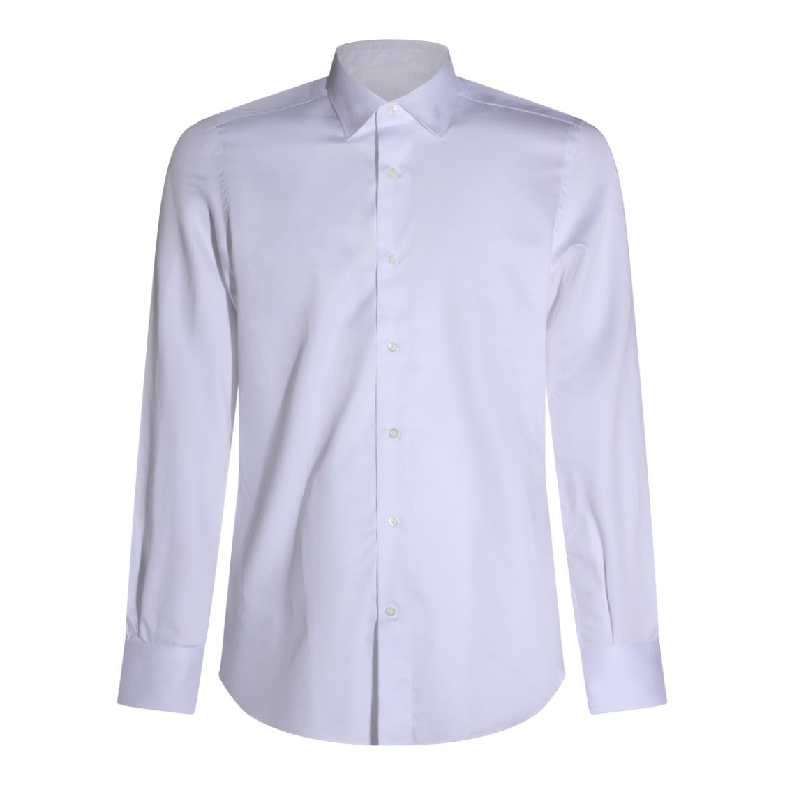 Mazzarelli Long-Sleeve White Shirt With Pointed Collar