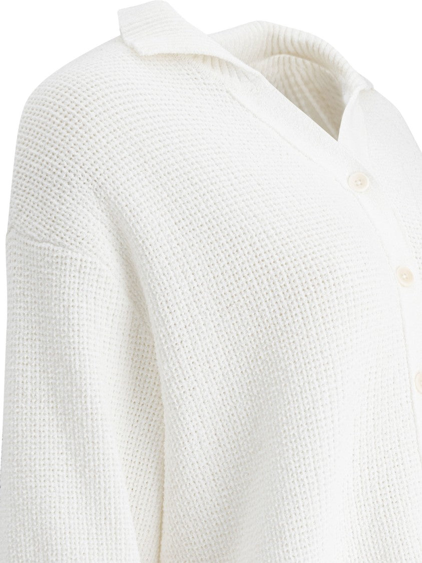 Umarmung Boxy Cropped Cardigan With Textured Knit Pattern