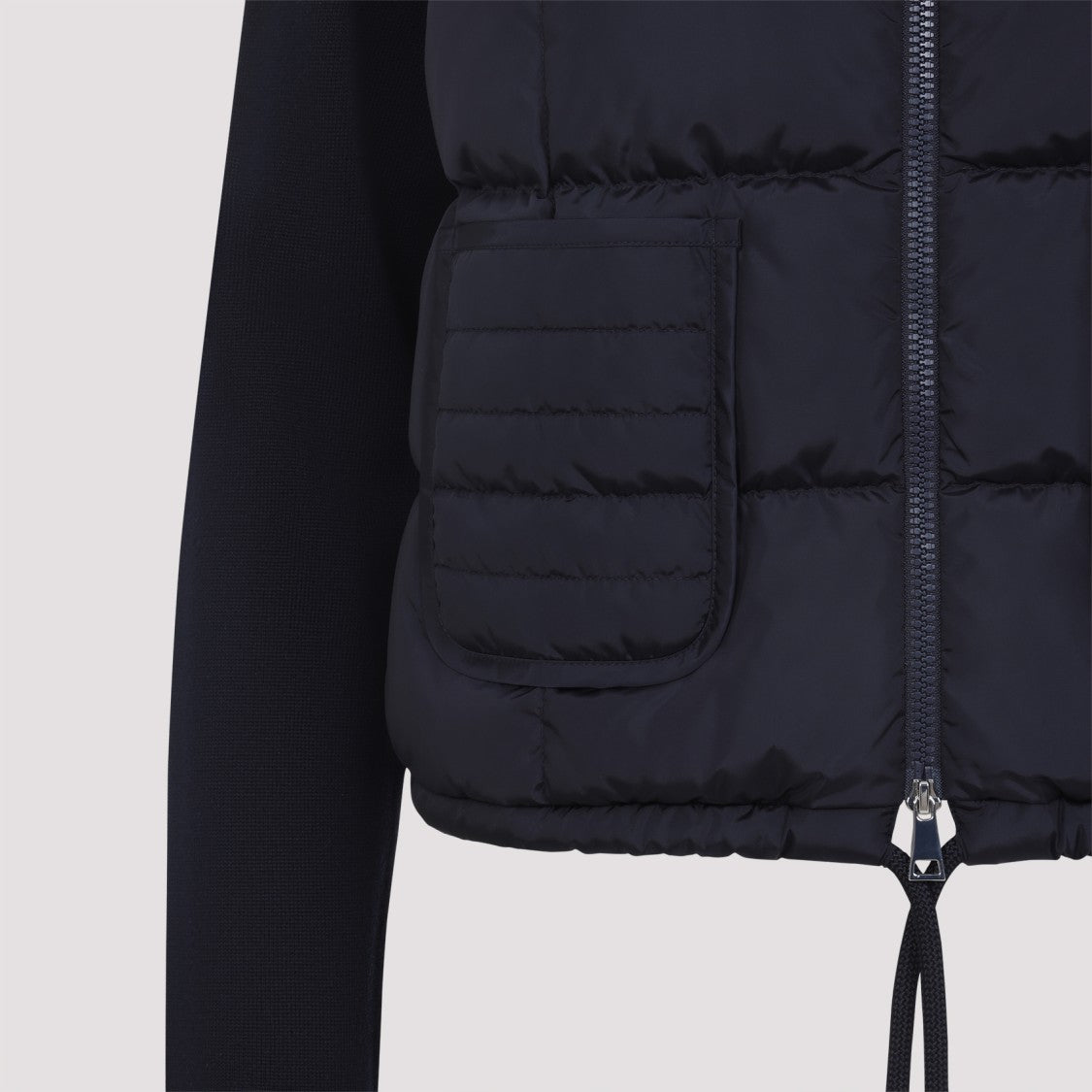 Moncler Quilted Black Jacket With High Collar