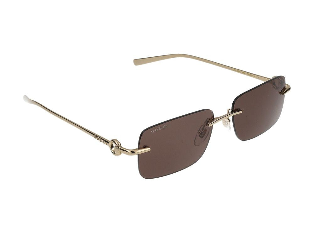 Gucci Rimless Square Sunglasses With Polished Gold Frame