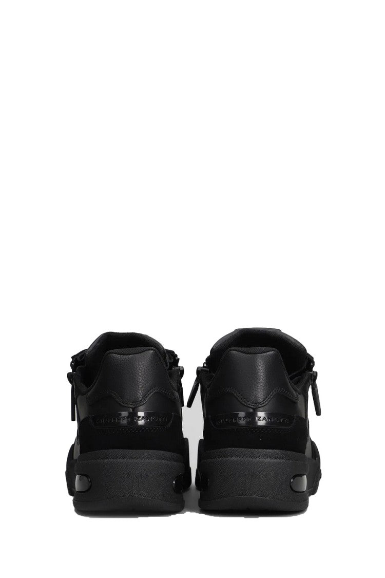 Giuseppe Zanotti Black Side Zip Chunky Sole Leather Low-Top Sneakers