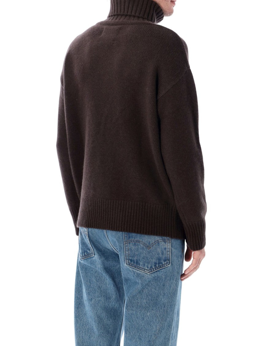 Extreme Cashmere Brown Extra High Neck Oversized Sweater