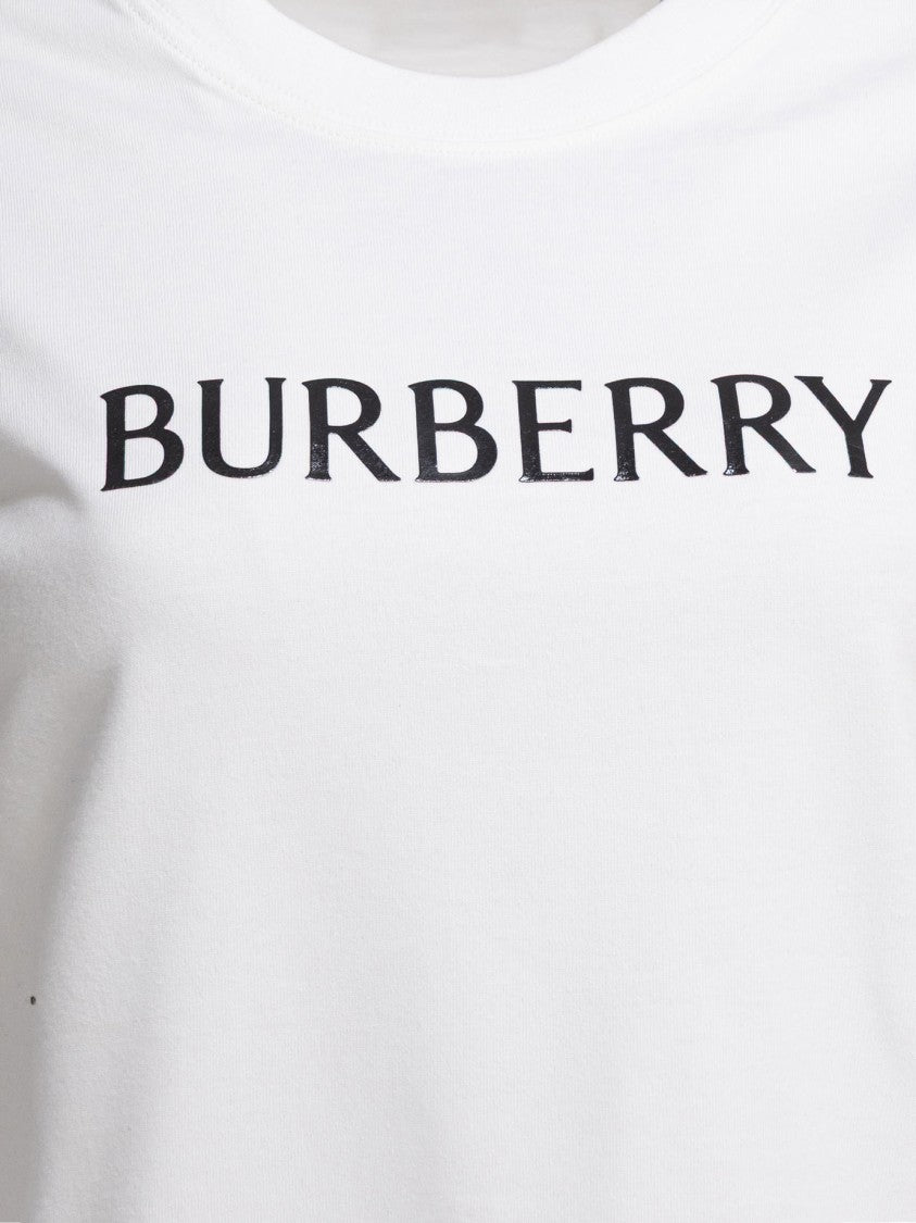 Burberry Textured Logo Print Cotton T-Shirt