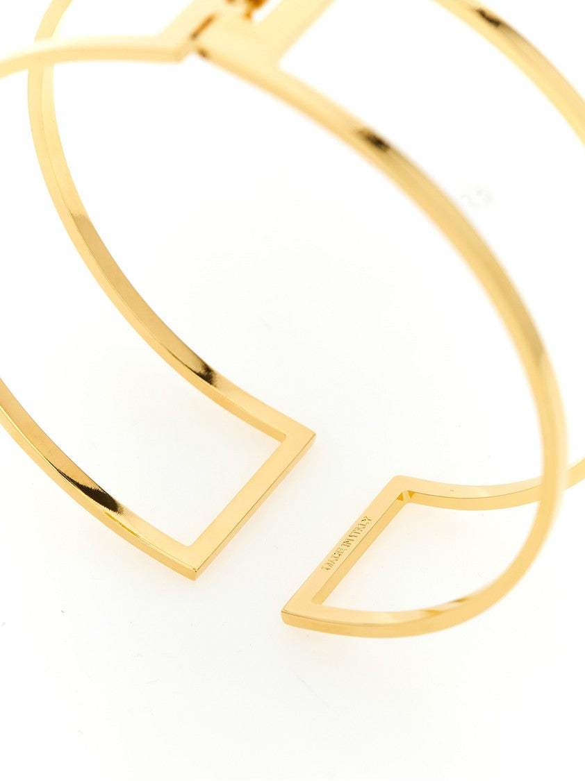 Elisabetta Franchi Cut-Out Metal Choker Necklace With Spring Opening
