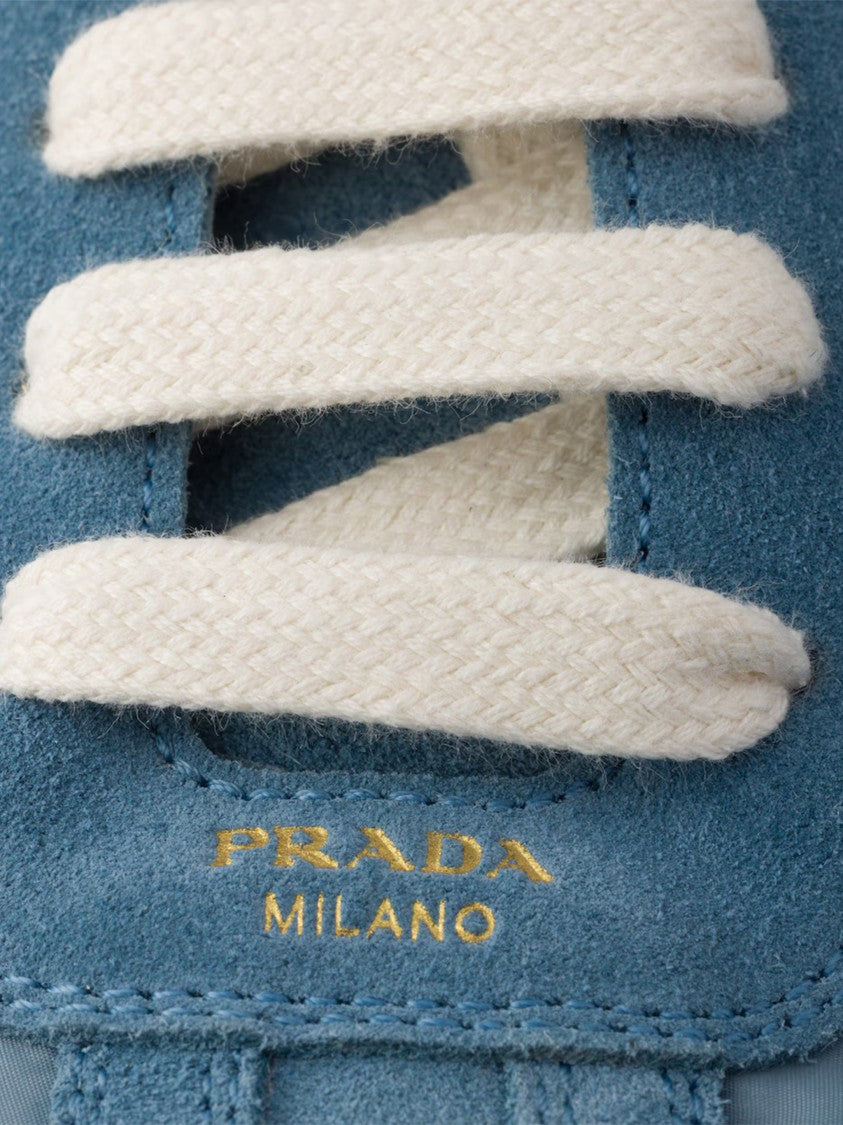 Prada Blue Montecarlo Suede/Fabric Panels Sneakers